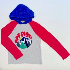 Mini Boden Skiing Hooded Shirt Girls 11-12 Y Off Piste Appliqué Cotton Hoodie